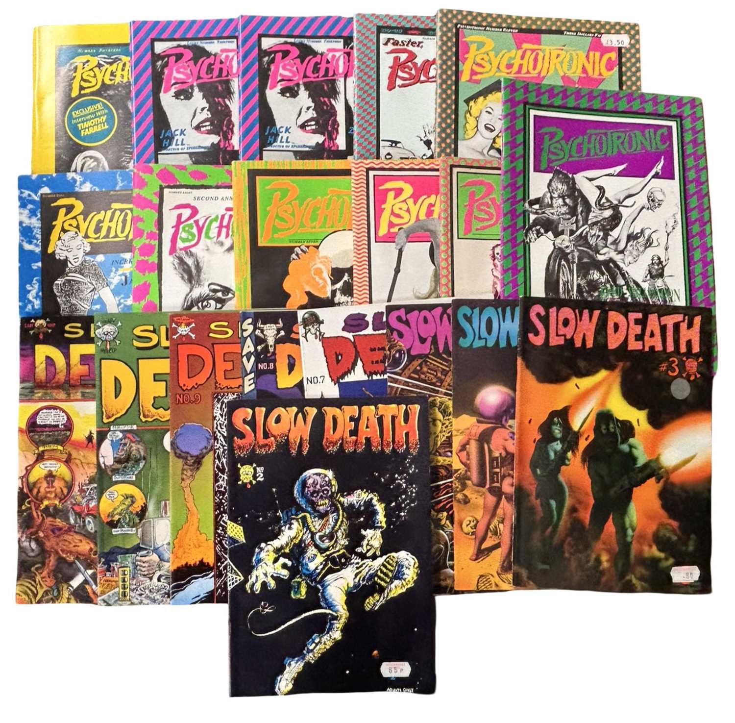 Lot 69 - PSYCHOTRONIC / SLOW DEATH comics. Respectively,...