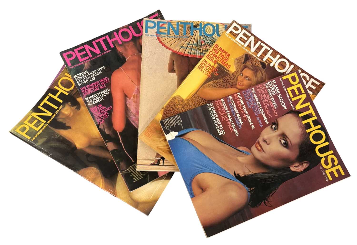 Lot 75 - Five vintage copies of PENTHOUSE magazine