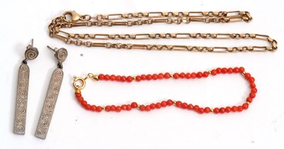 Lot 147 - A mixed lot: to include a 9ct gold necklace,...