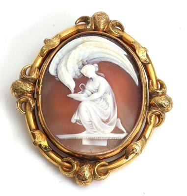Lot 112 - A 19th century cameo brooch, the oval shell...