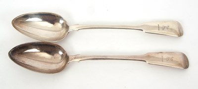 Lot 16 - A pair of George IV silver fiddle pattern...