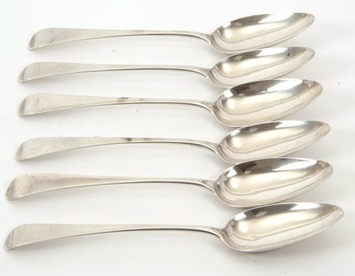 Lot 21 - Six George III silver serving spoons,...