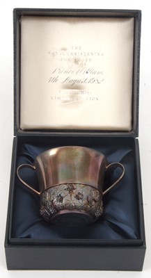 Lot 36 - A parcel-gilt silver christening porringer to...