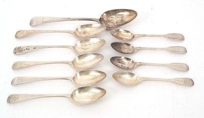 Lot 42 - Mixed Lot: A George III tablespoon, crested,...
