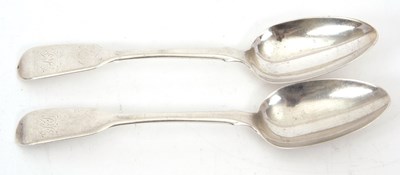 Lot 47 - A pair of William IV silver fiddle pattern...