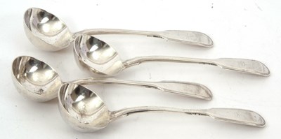 Lot 50 - Four Victorian fiddle and thread pattern sauce...