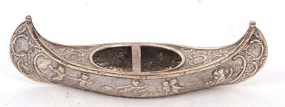 Lot 57 - A Dutch silver "Canoe" shaped dish/ashtray,...