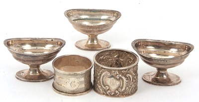 Lot 69 - Mixed Lot:  Three Edwardian silver oval shaped...