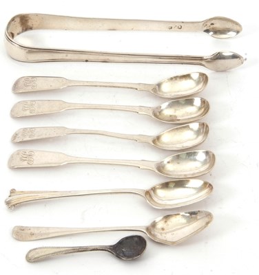 Lot 73 - Mixed Lot:  Four George III silver fiddle...