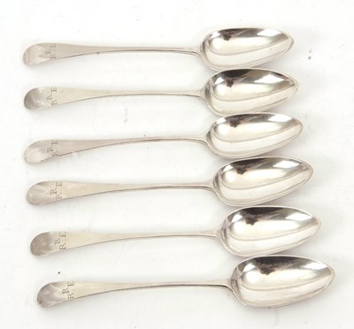 Lot 77 - A set of six George III silver teaspoons,...