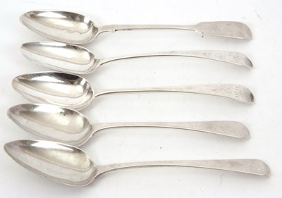 Lot 83 - A group of four Georgian silver serving spoons,...