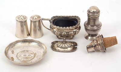 Lot 89 - Mixed Lot: A late Victorian silver pepper,...