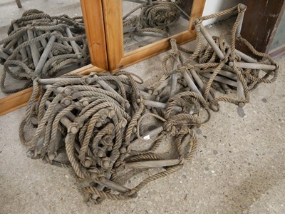 Lot 325 - Vintage wood and rope ladder