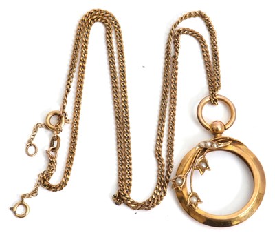 Lot 184 - A 9ct chain and a seed pearl pendant, the...
