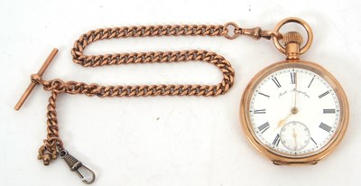 Lot 235 - A rolled gold Omega open face pocket watch...