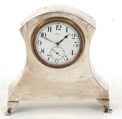 Lot 244 - A silver cased Lever clock, hallmarked on the...