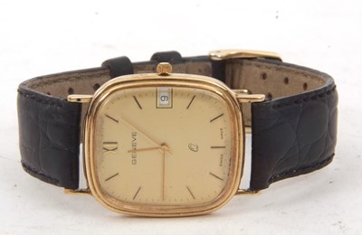 Lot 261 - A yellow metal Geneve gents wristwatch stamped...