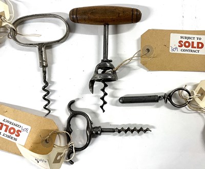 Lot 374 - Clough Type Corkscrew with Four Finger Example and American Walker Pattern