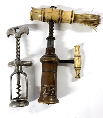 Lot 377 - Thomasen Type Corkscrew w Bone Handle and Winder