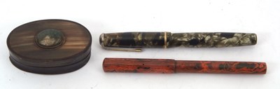 Lot 163 - Mixed Lot:  An antique horn snuff box of oval...