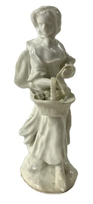 Lot 313 - Rare Bow Porcelain White Figure of a Street Seller after Meissen c.1760
