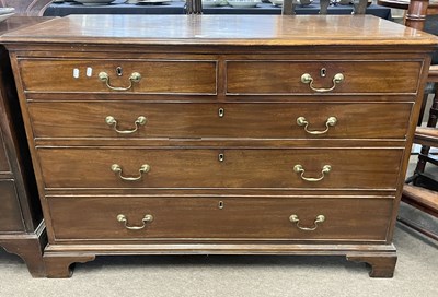 Lot 489 - A George III mahogany chest of two short over...