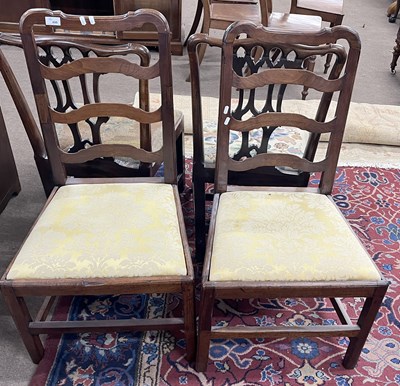 Lot 496 - A pair of Georgian Provincial ladder back...