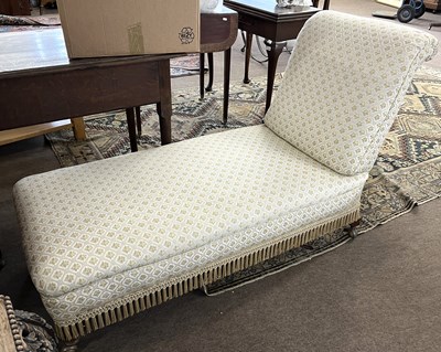 Lot 502 - A late 19th Century day bed with pale floral...
