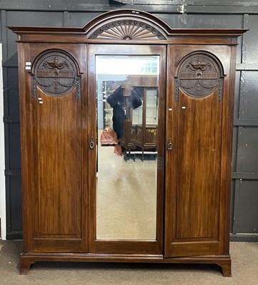 Lot 511 - A large 19th Century walnut wardrobe with...