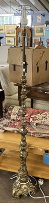 Lot 544 - A heavy 20th Century brass standard lamp of...