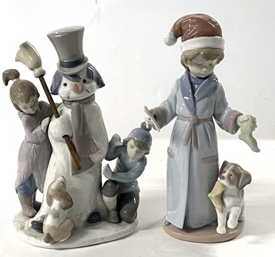 Lot 367 - LLadro Snowman Figure 5713 and "Dear Santa Figure Model 6166