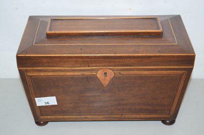 Lot 36 - Sarcophagal tea caddy with strung decoration...