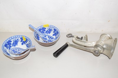 Lot 45 - Pair of modern Oriental rice bowls and spoons...