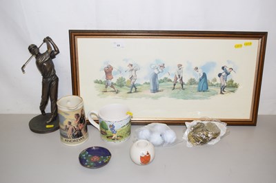 Lot 68 - Framed golf interest print together with...