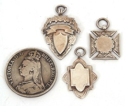 Lot 171 - Mixed Lot:A Victorian silver crown dated 1892...