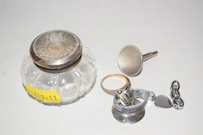 Lot 113 - Small silver topped bottle together with a...