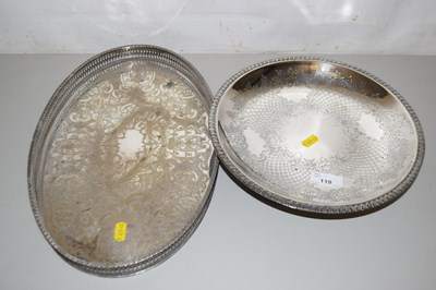 Lot 119 - Small silver plated oval gallery tray with...
