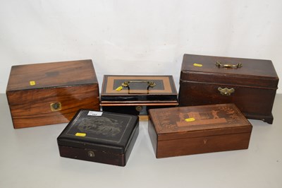 Lot 182 - Four various wooden table boxes together with...