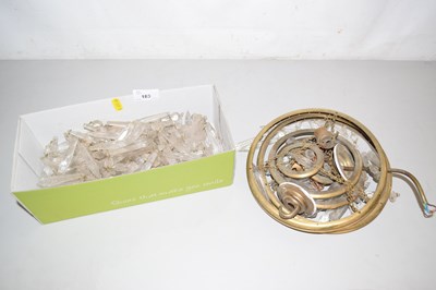 Lot 183 - Vintage light fitting with drop crystals (a/f)
