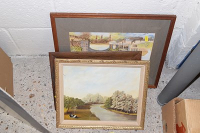 Lot 264 - Four framed pictures including C19th School...