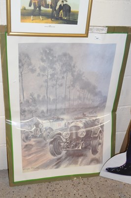 Lot 267 - Large print depicting motor racing "Bentley...