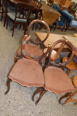 Lot 312 - Three Victorian balloon back chairs (one a/f)