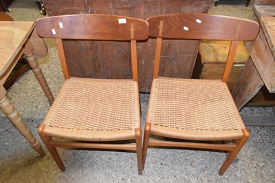 Lot 336 - Pair of mid 20th Century wicker seat chairs
