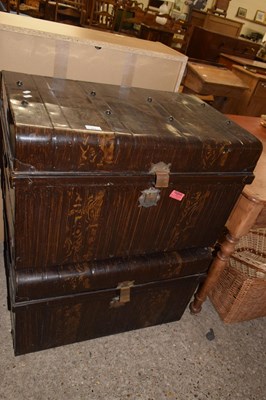 Lot 351 - A pair of tin travelling trunks, each length...