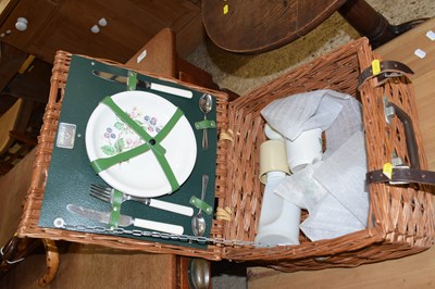 Lot 354 - A small square Antler picnic basket and some...