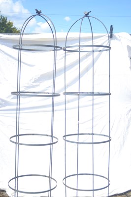 Lot 129 - A pair of tall metal garden cloches or plant...