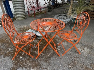 Lot 150B - Orange painted Bistro Set
