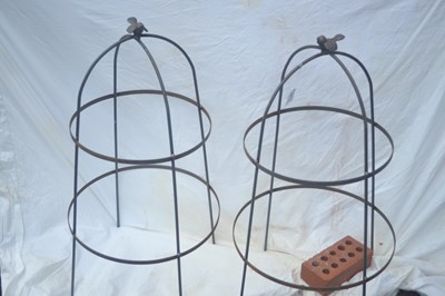 Lot 157 - Pair of large metal garden cloches with...