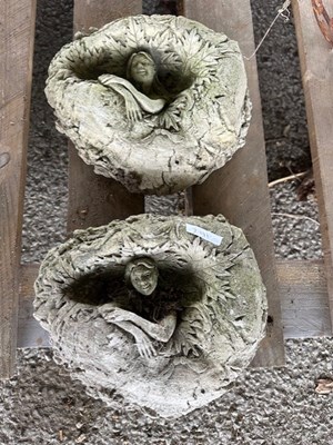 Lot 161E - A pair of decortative composition wall plaques,...