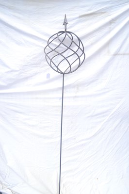 Lot 171 - A decorative metal garden ball on stand, total...